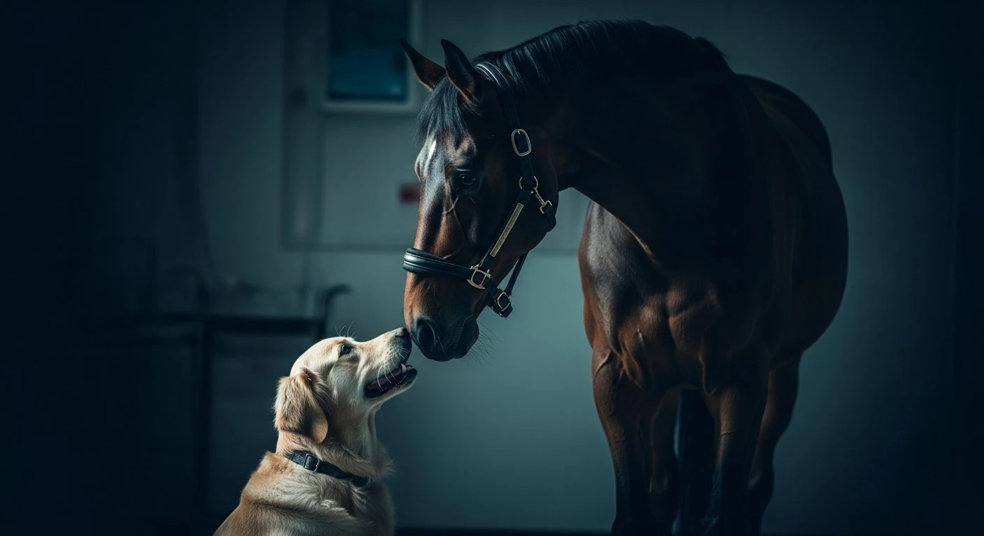 Veterinarian examining a horse