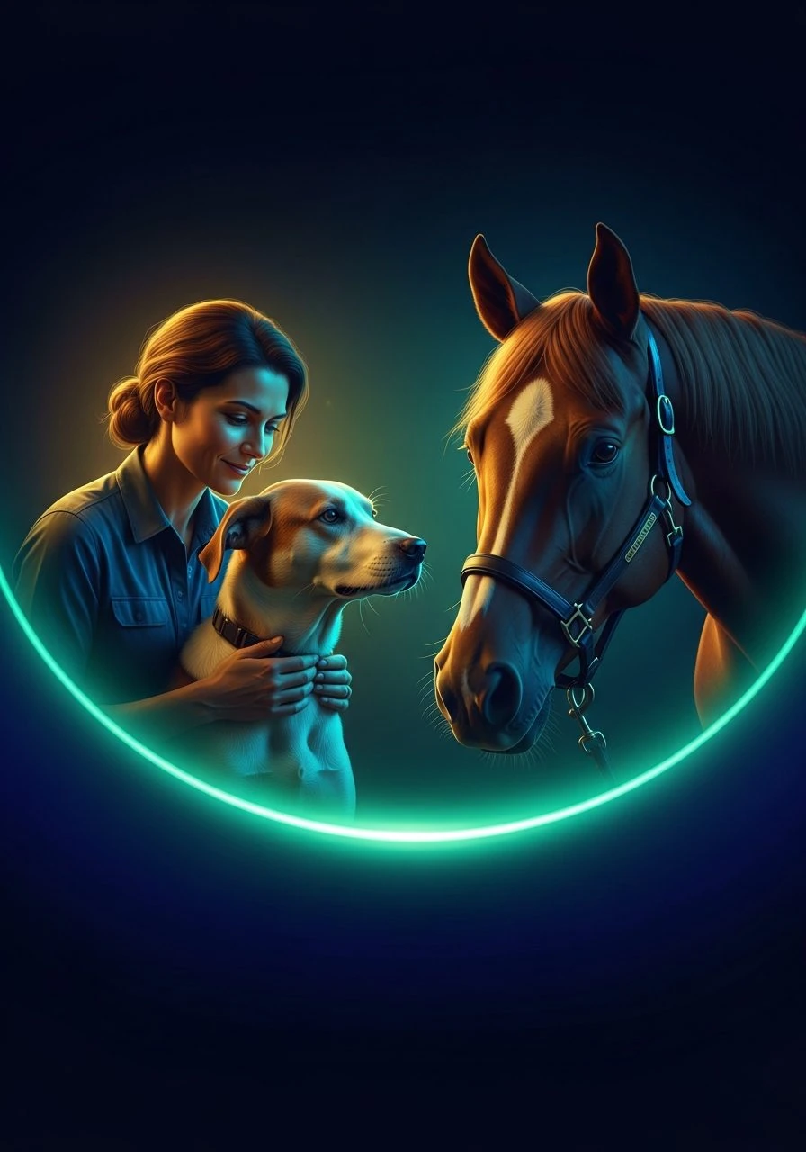 Canine and equine imagery representing the company's veterinary pipeline