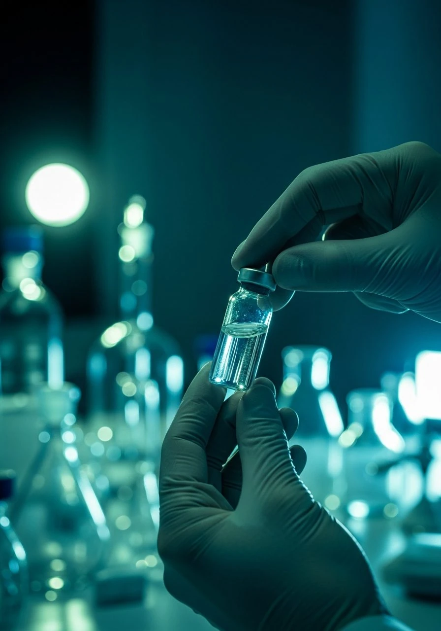Scientific researcher working with pharmaceutical laboratory materials